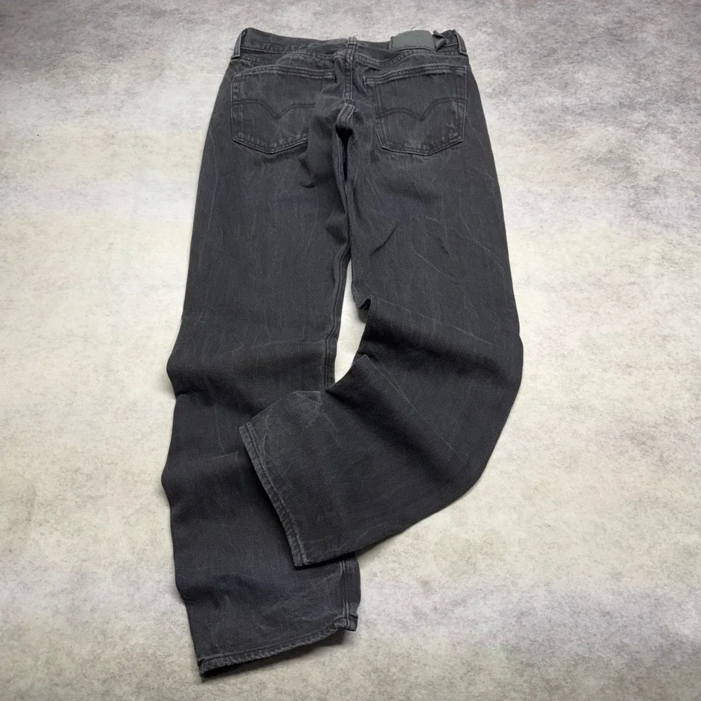 Levis 501 Original Fit Mens 32x34 Black Faded Button Fly Straight Leg Jeans